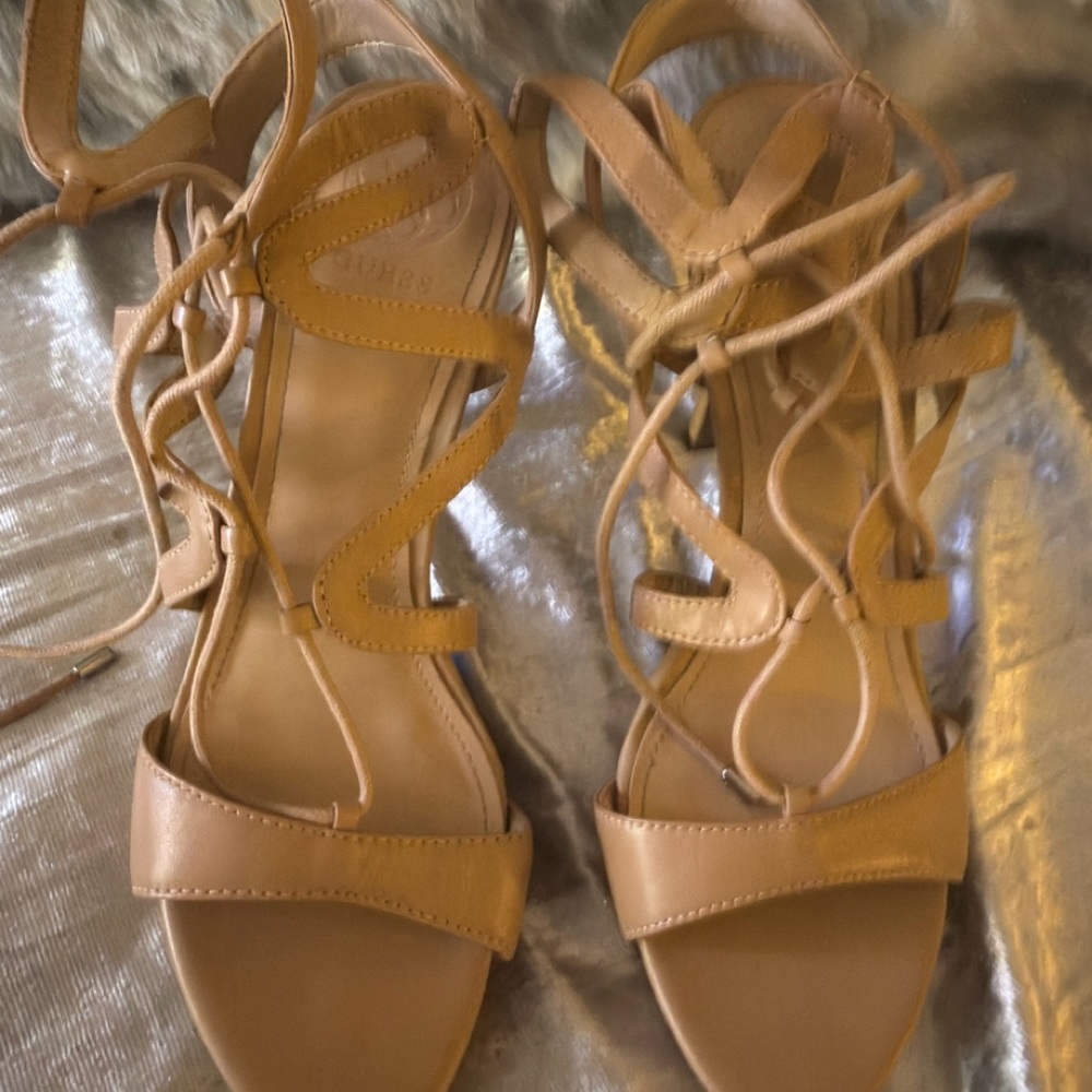 Guess Tan Strappy Sandals Size 7 1/2